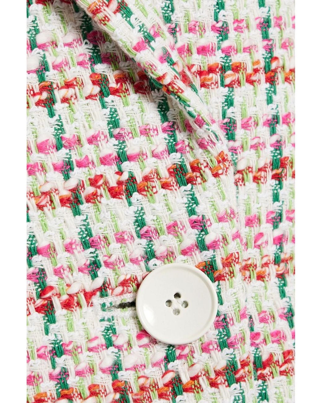 10 Crosby Derek Lam White Kyle Cropped Double-breasted Cotton-blend Tweed Blazer