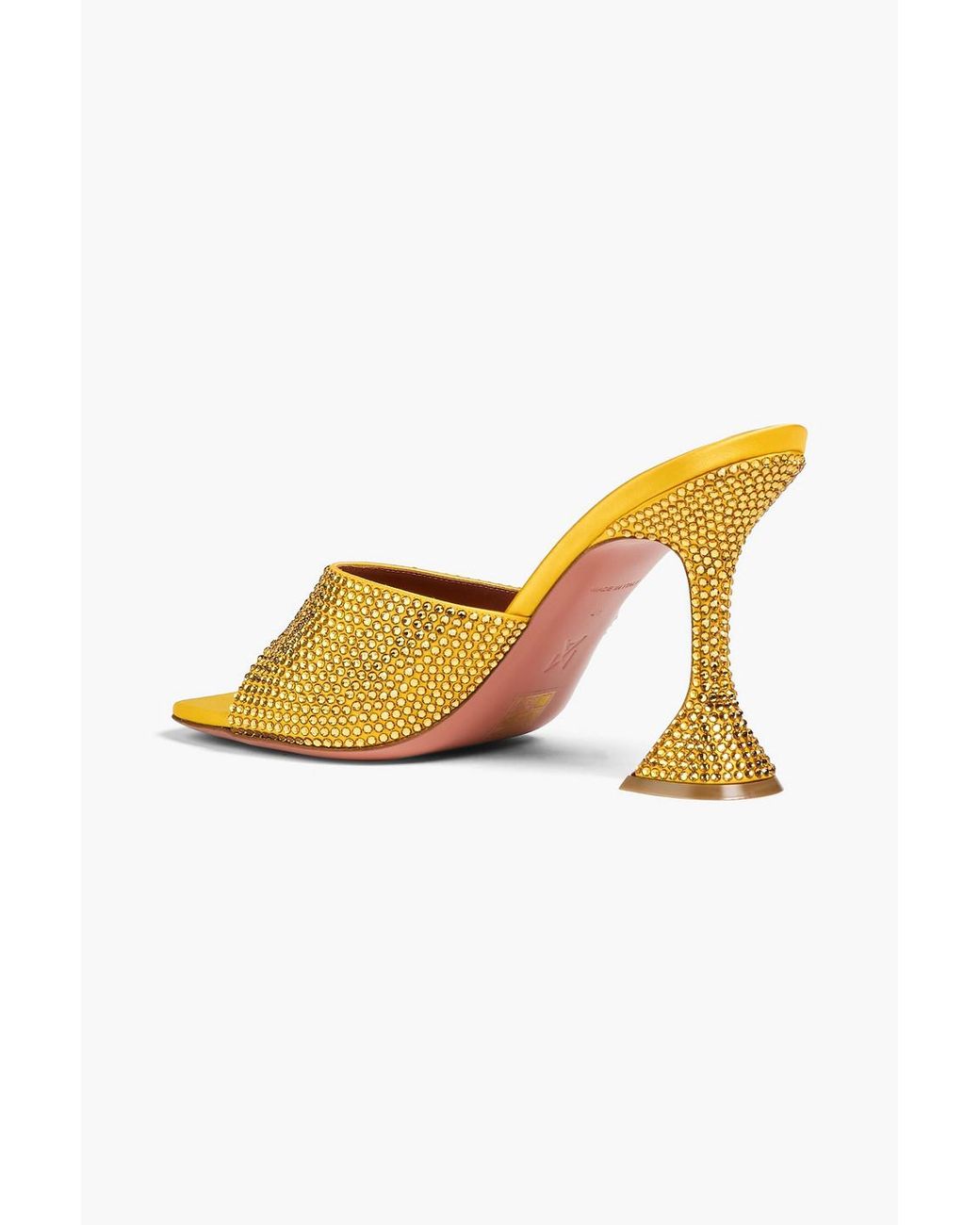 AMINA MUADDI Yellow Lupita Crystal-embellished Satin Mules