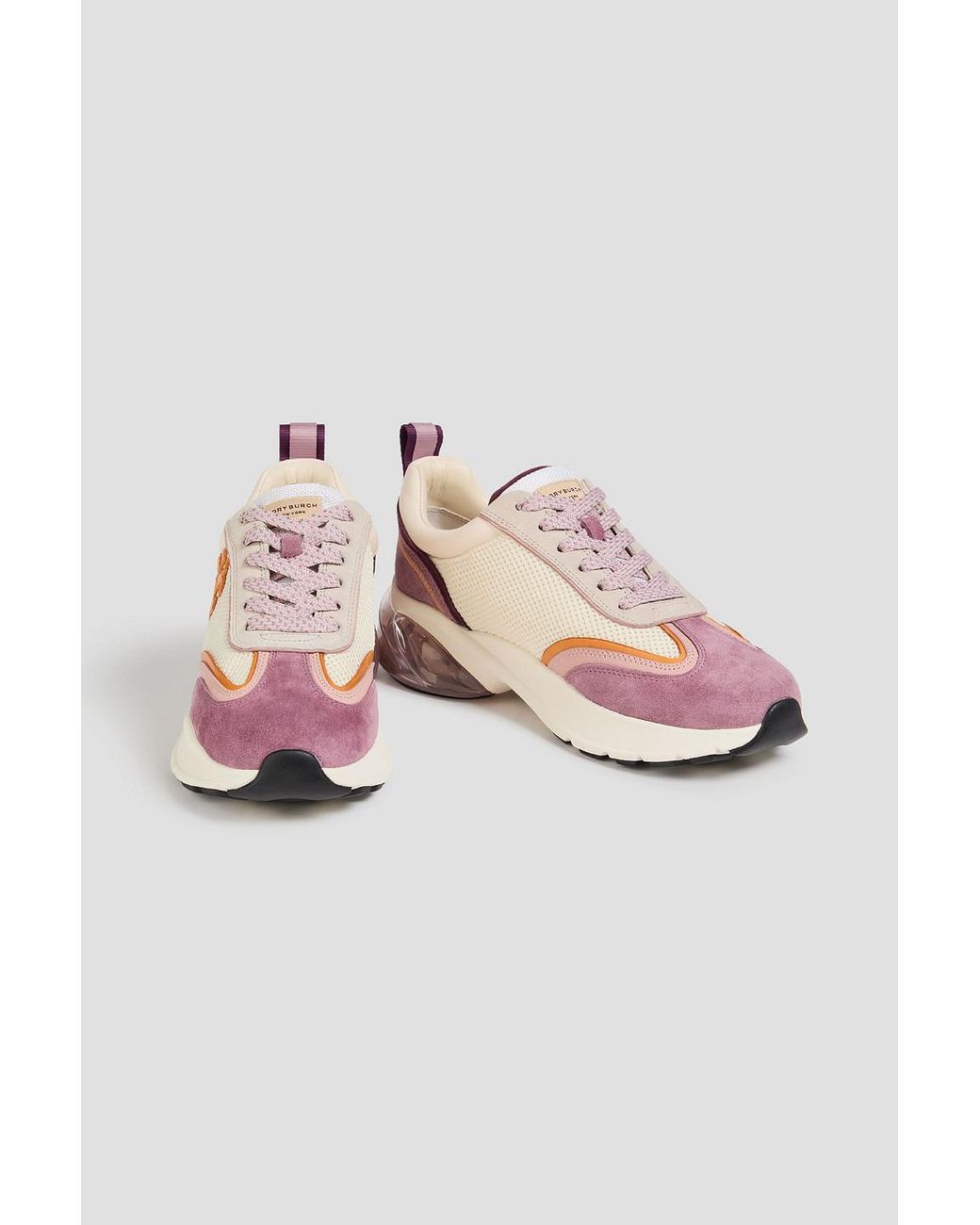Tory Burch Pink Good Luck Mesh, Leather And Suede Sneakers