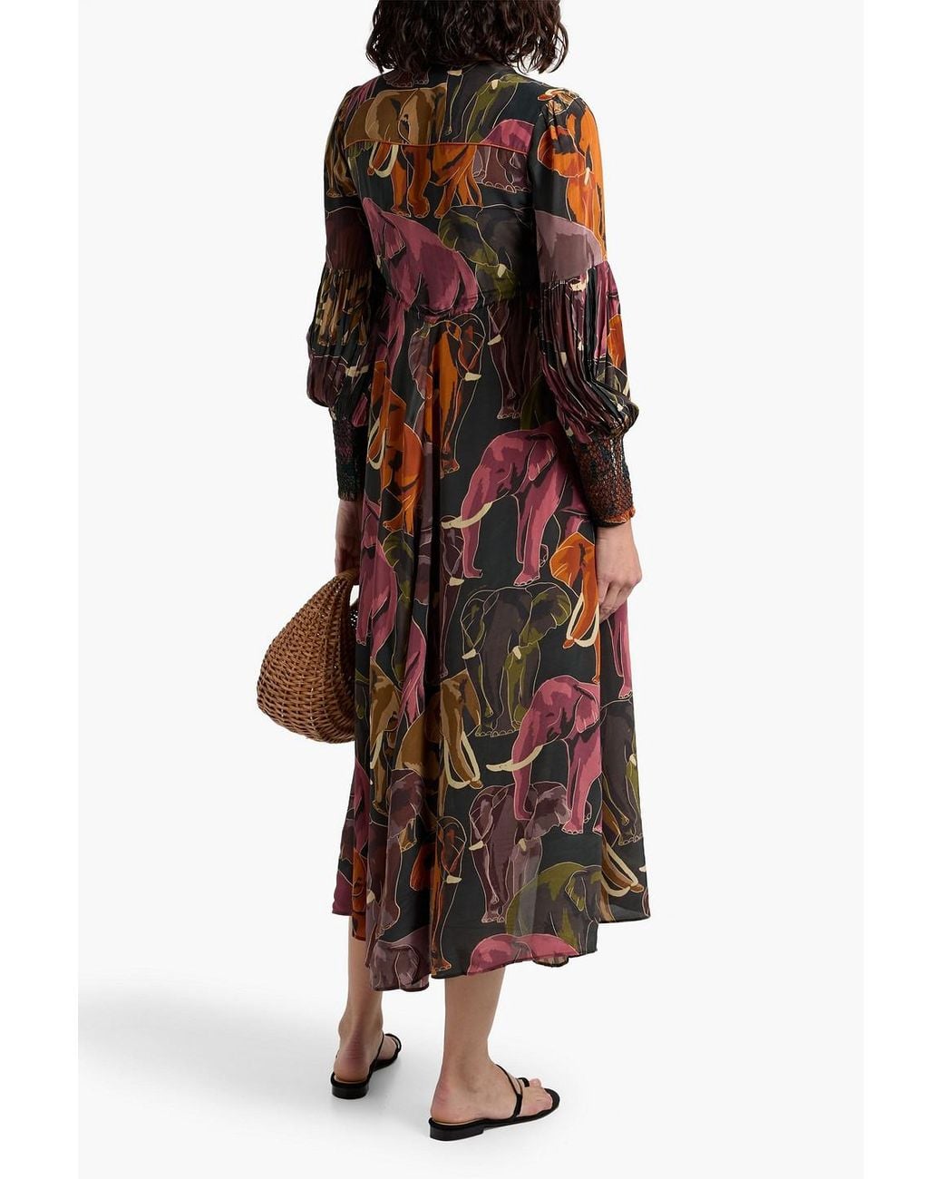 farm rio floral gathered bodice midi dress FARM Rio Women's Tropical Royalty Dress - Multi - Size XL