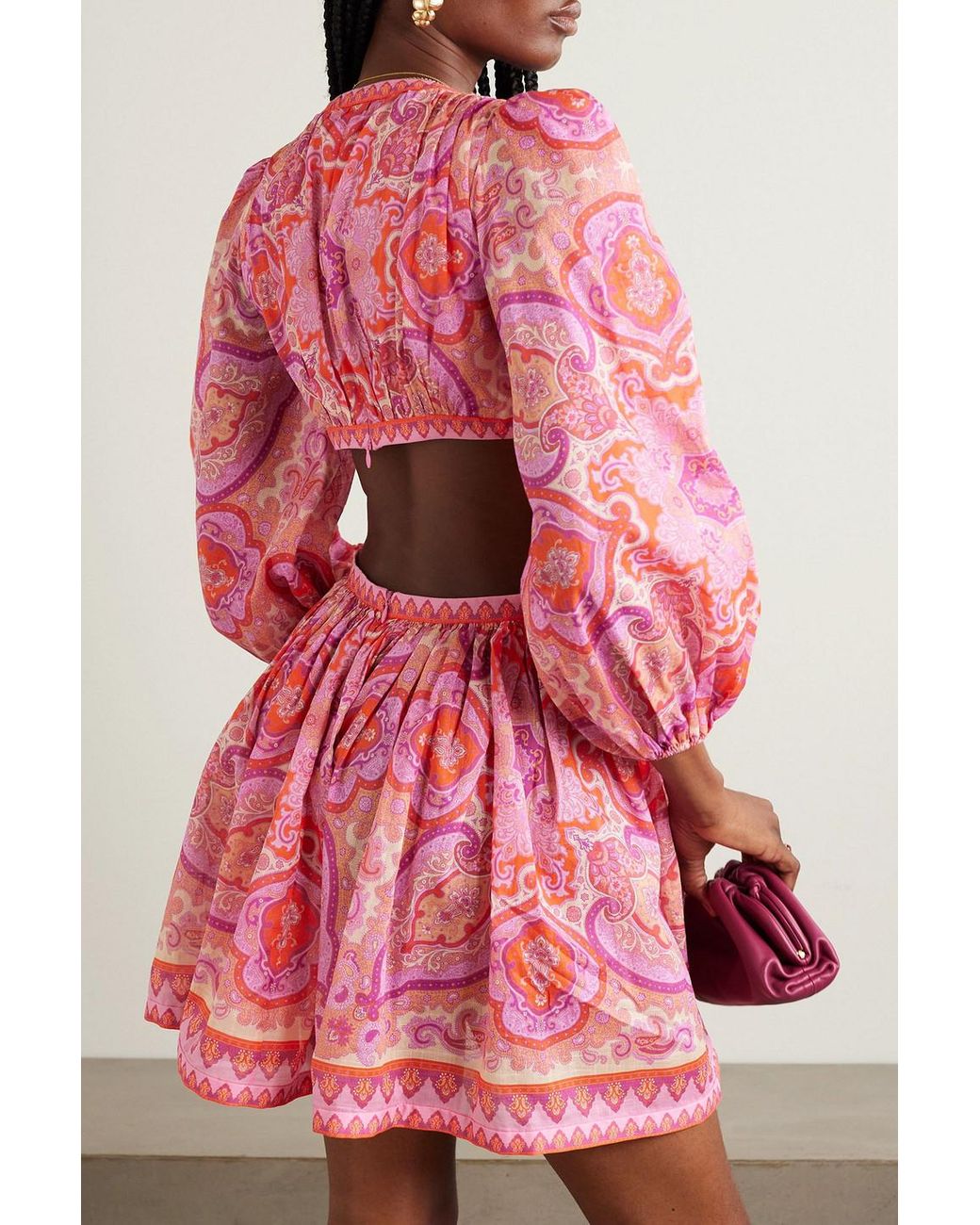 ZIMMERMANN シルクピンクミニワンピース ZIMMERMANN Silk Wrap Minidress | Pink | FARFETCH