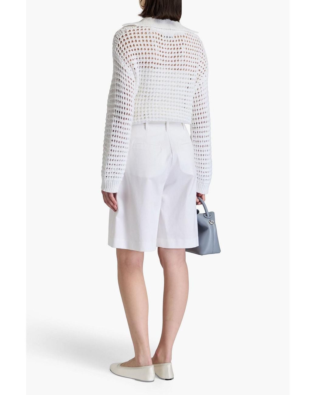 NAADAM White Pointelle-knit Cotton Polo Sweater