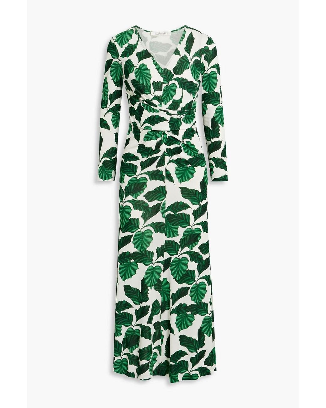 Diane von Furstenberg Timmy Ruched Printed Jersey Midi Dress