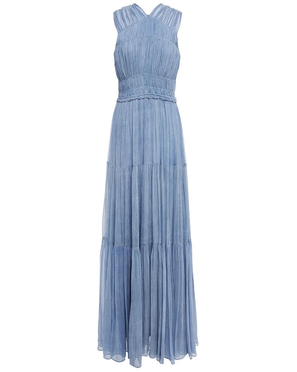 Ulla Johnson Freesia Tiered Twist-back Silk-crepon Maxi Dress in Blue ...