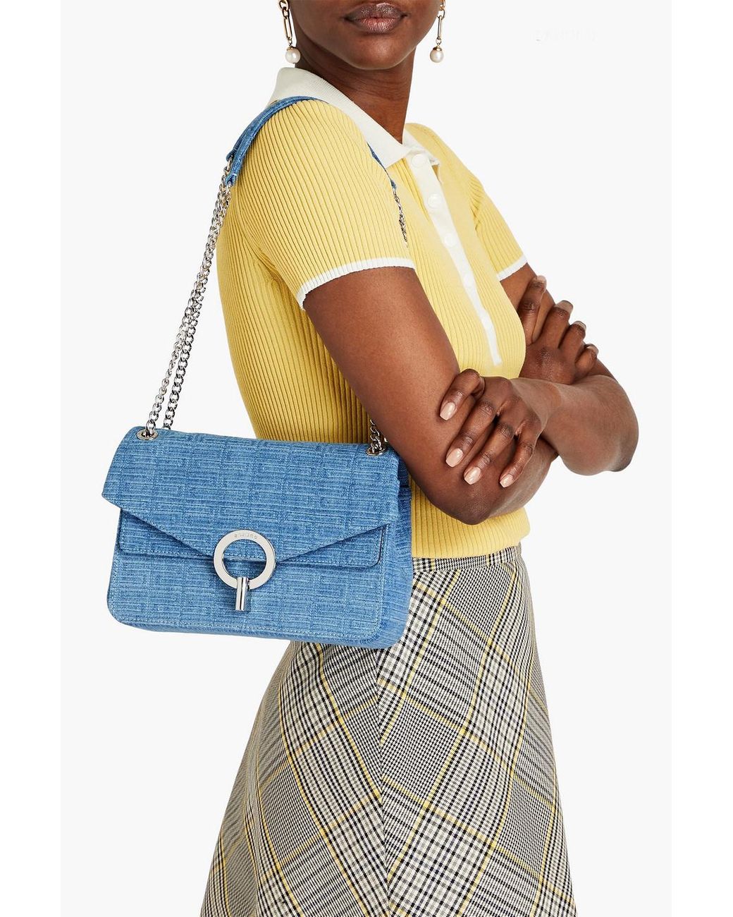 Sandro Yza Denim-jacquard Shoulder Bag in Blue | Lyst Australia