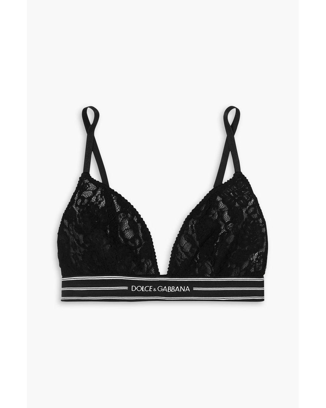 Dolce & Gabbana Stretch-lace Triangle Bra in Black