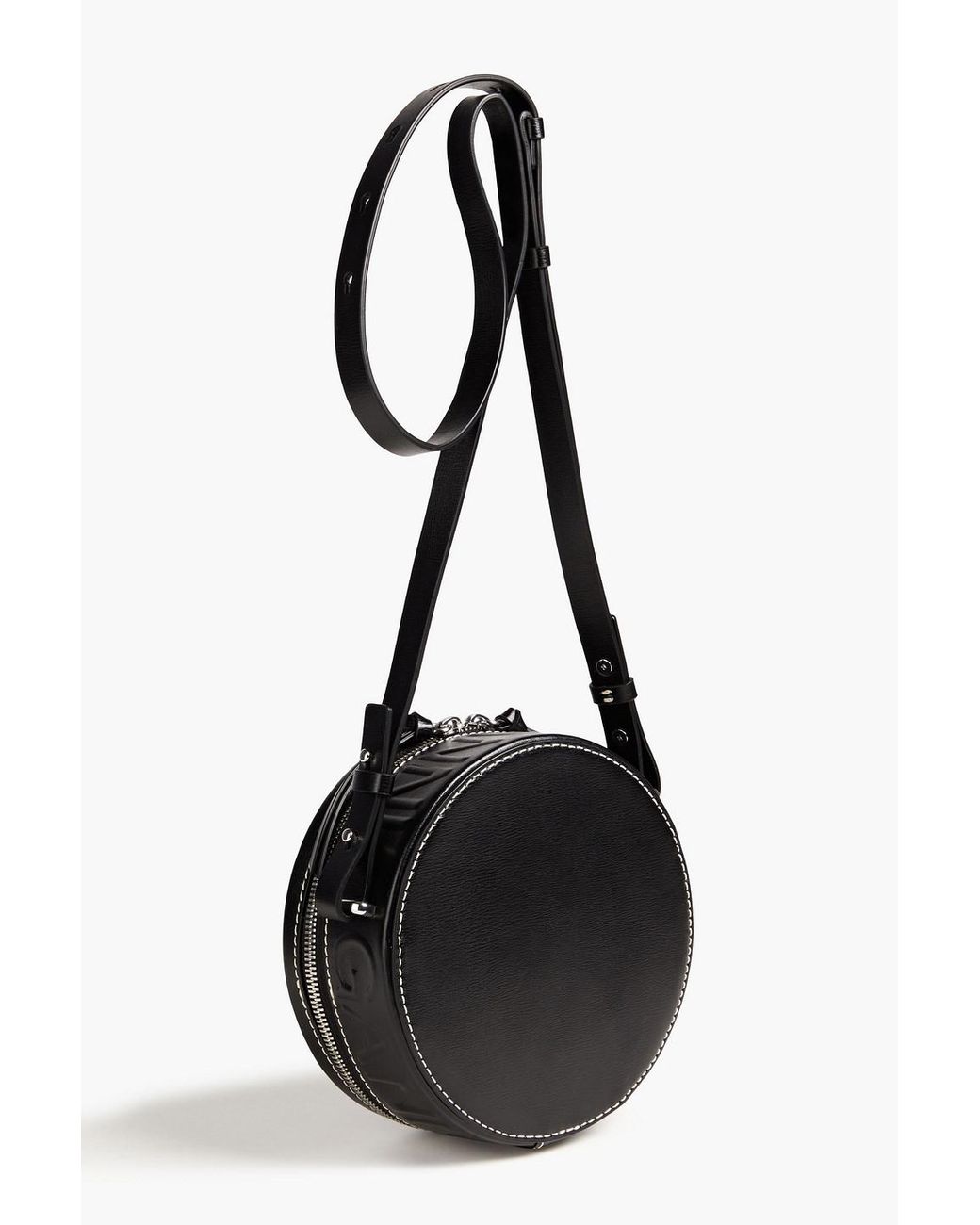 ■Ganni■ Mini Banner Logo Emboss Shoulder Bag Black A460509 Ganni Banner Leather Shoulder Bag