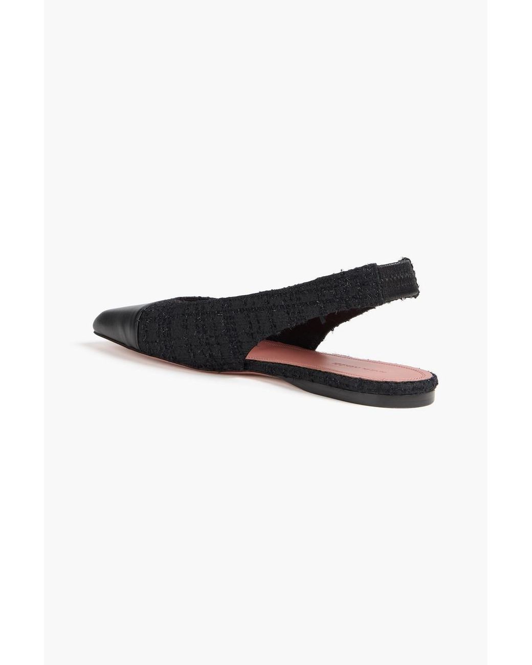 AMINA MUADDI Black Ane Leather And Tweed Slingback Ballet Flats