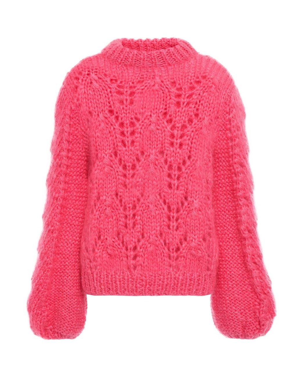 Ganni Wool Julliard Mohair Hot Pink Sweater | Lyst