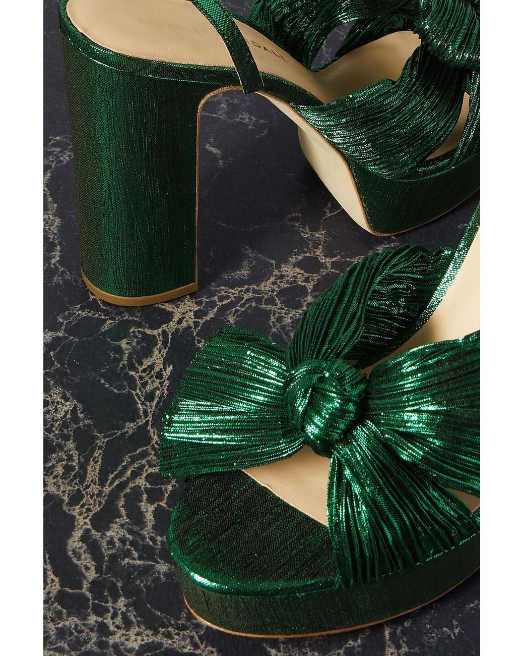 Loeffler Randall Natalia Bow-embellished Plissé-lamé  display picture 1