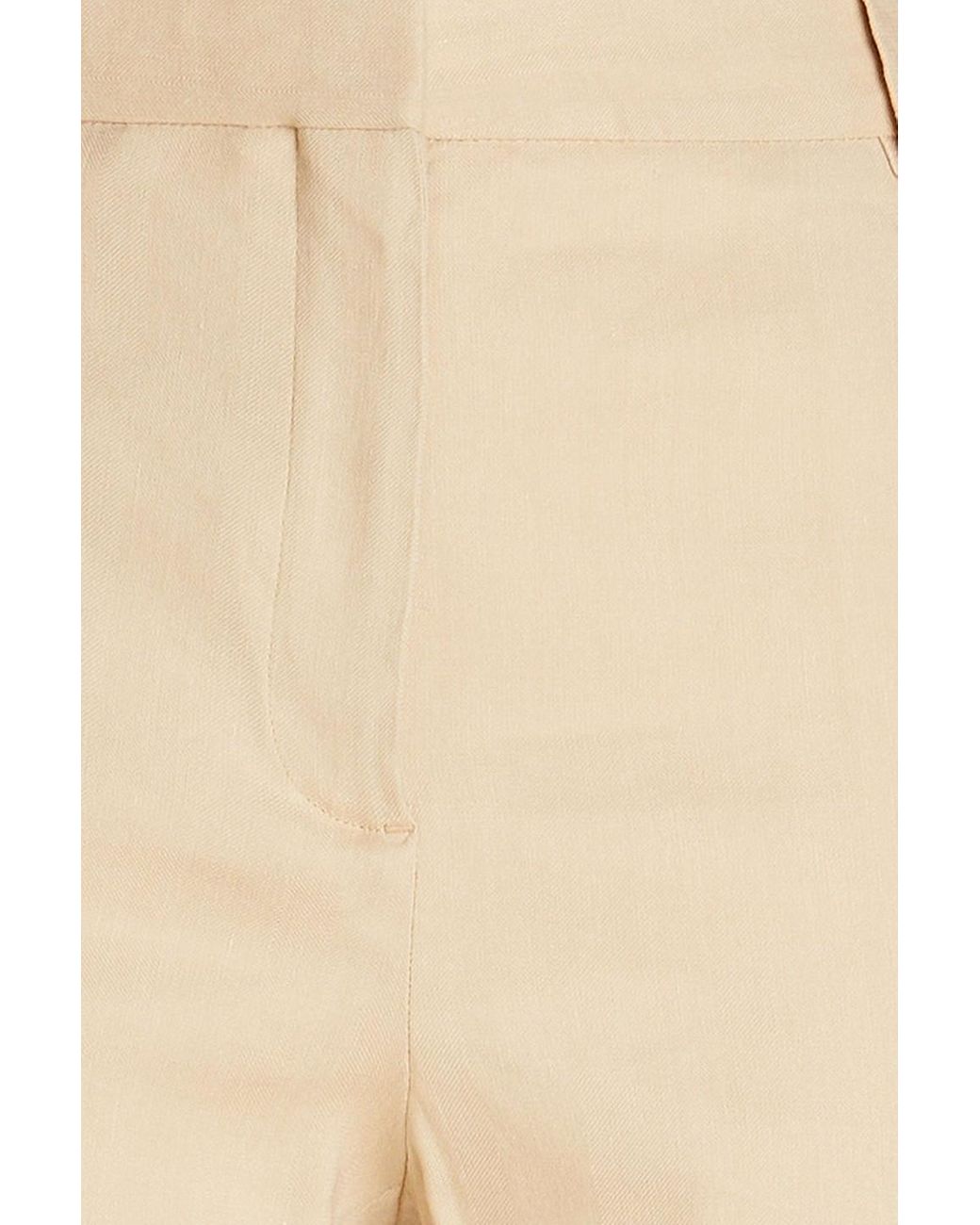 Maje Natural Herringbone Linen-blend Straight-leg Pants