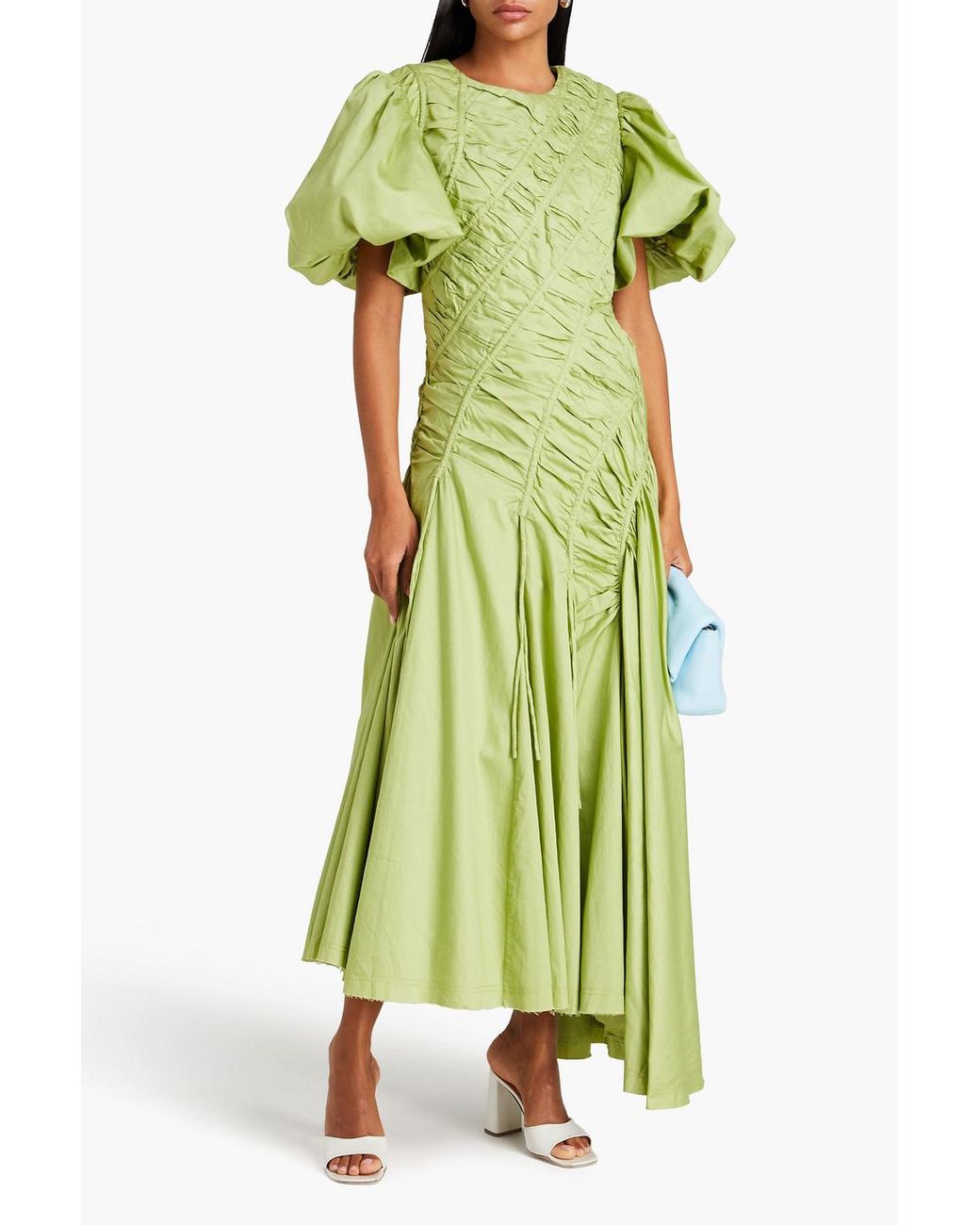 jade dress Jade green 1920s dress with sweetheart neckline and split flutter sleeves
