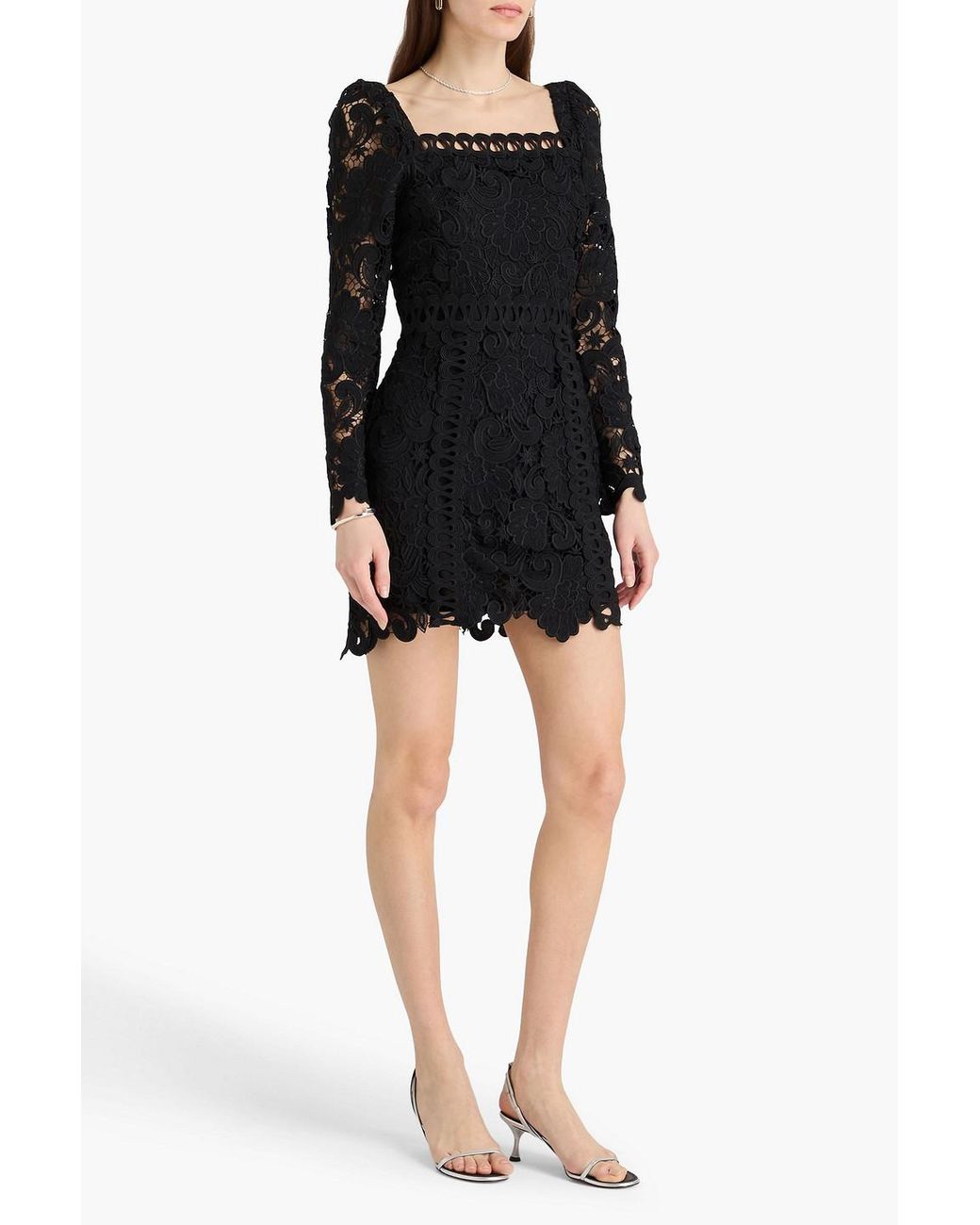 knee length dresses for ladies Maje Rozimina Pearl-Beaded Guipure Lace Maxi Dress Ecru Cotton Size 36   Celebrity Owned