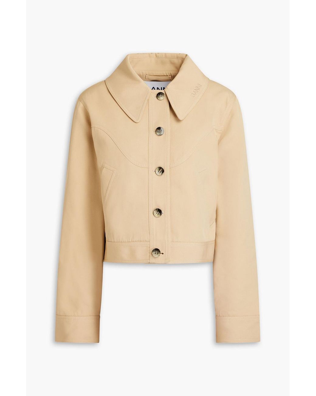 【関税&送料込】Ganni Beige Twill Jacket Boa Beige Twill Suiting Blazer | GANNI US