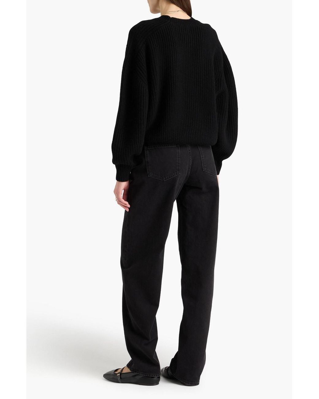 Loulou de Saison Black Ribbed Cashmere Sweater