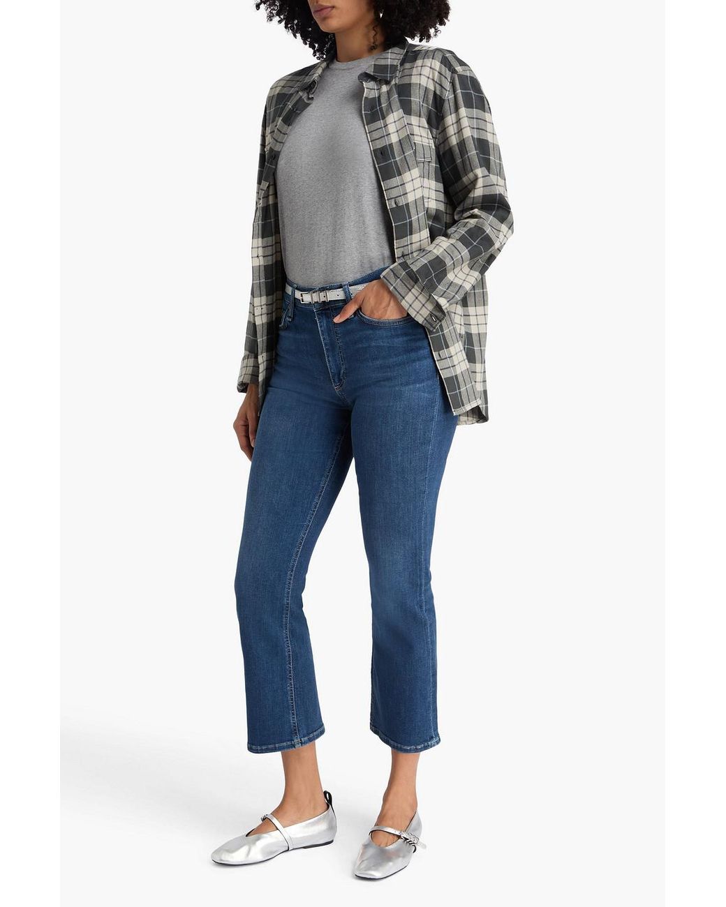 Rag & Bone Blue Peyton Cropped Faded Mid-Rise Bootcut Jeans