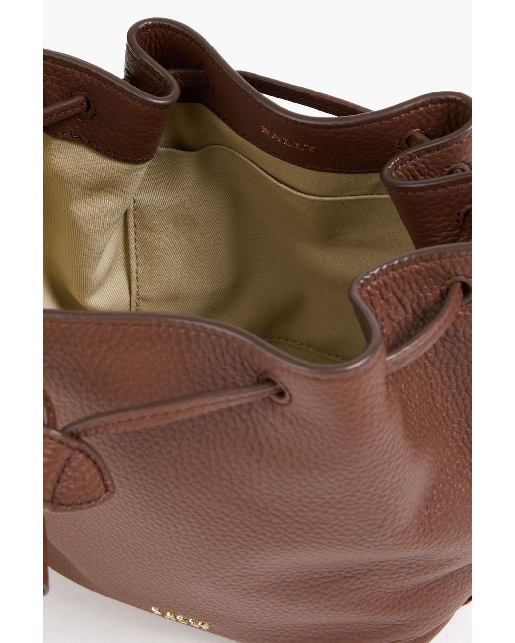 Bally Brown Adria Pebbled-Leather Bucket Bag