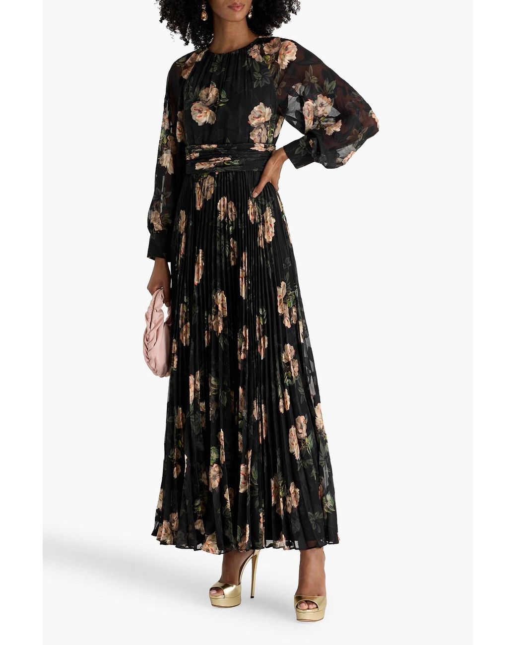 sachin and babi light blue dress Green Wallis Petite Floral Chiffon Pleated Sleeve Midi Dress