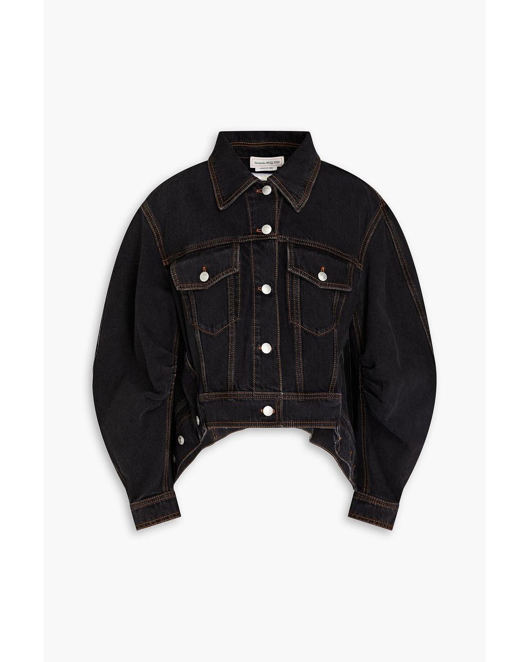 McQueen Cropped Denim Jacket in Black | Lyst