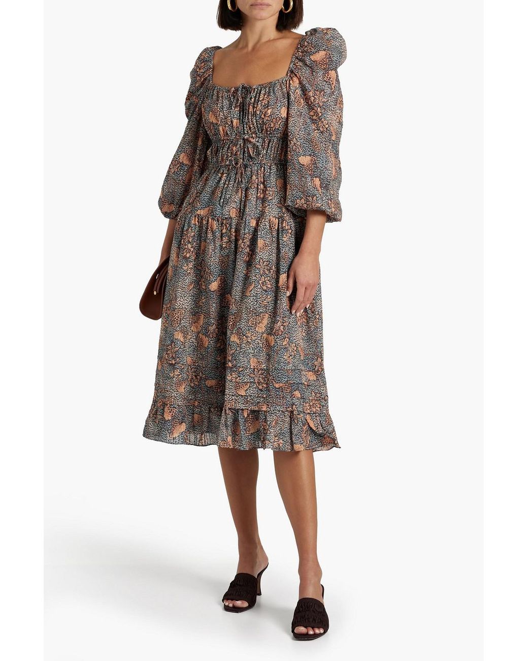 knee length dresses for ladies Vidri Cotton Cami Dress - Camellia Floral Sleeveless Midi Dress