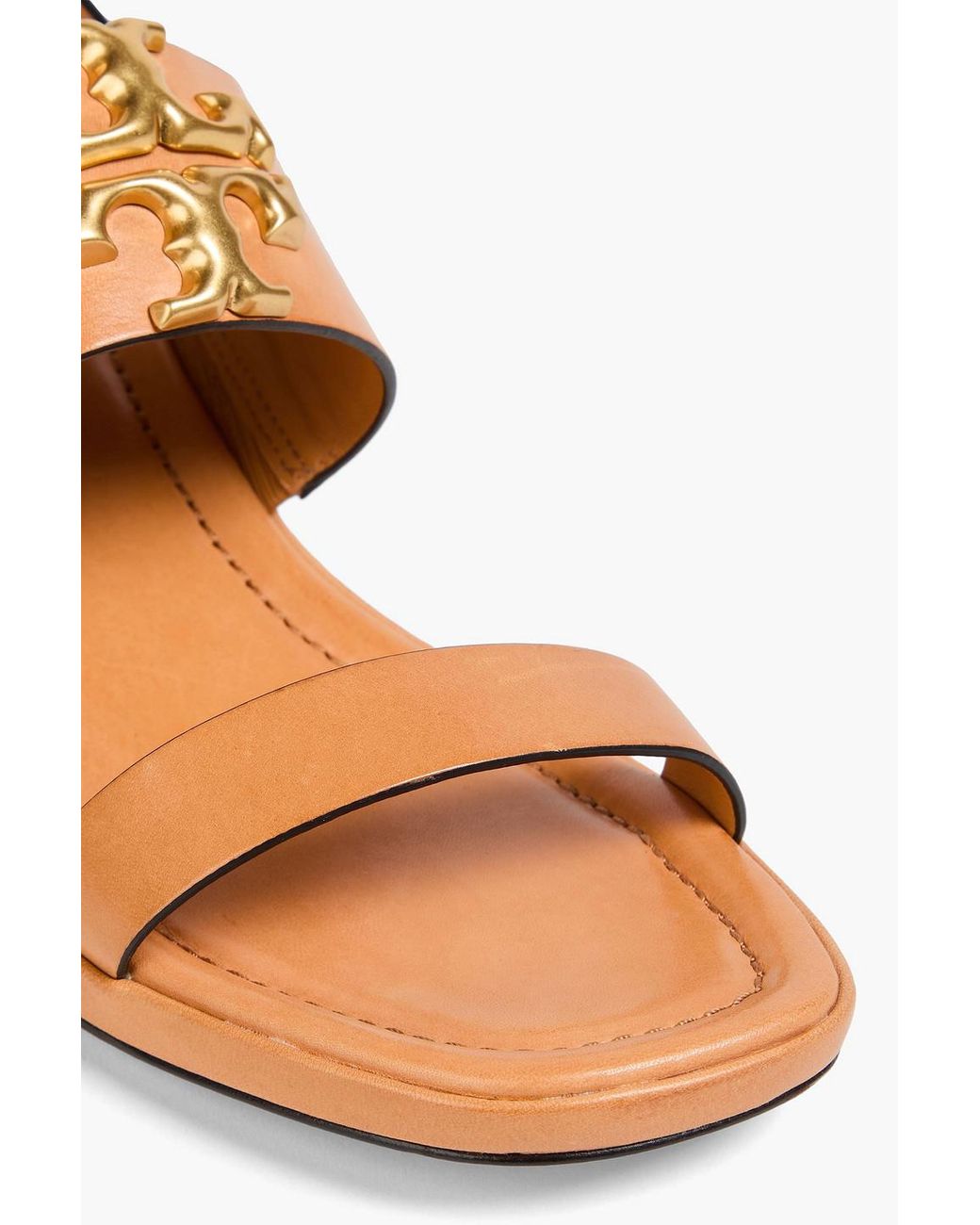 Tory Burch White Eleanor Embellished Leather Slingback Sandals