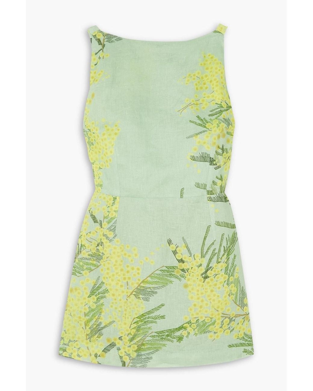 BERNADETTE Kimberly Open-back Floral-print Linen Mini Dress in Green | Lyst