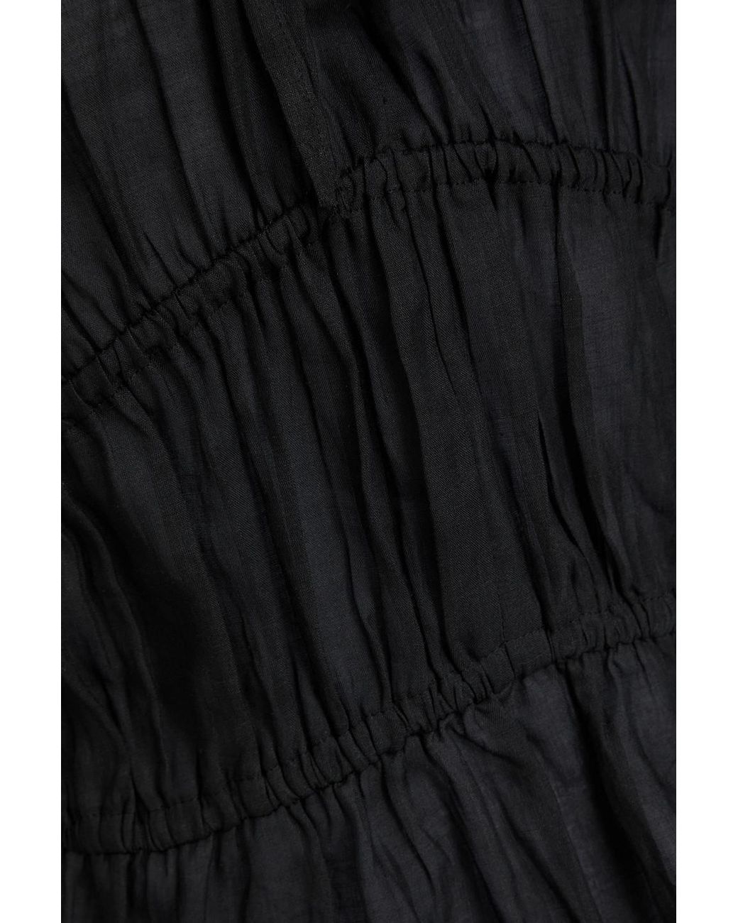 Rag & Bone Black Valentina Gathered Ramie Top