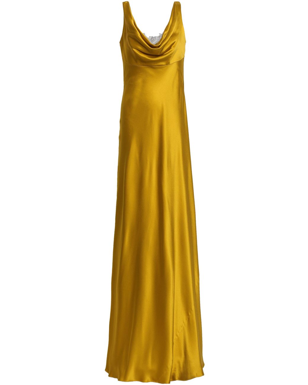 Amanda Wakeley Woman Lace-trimmed Silk-charmeuse Gown Chartreuse in ...