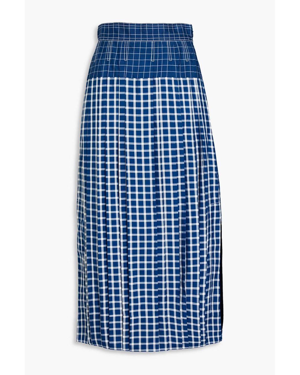 Light blue plaid midi skirt top
