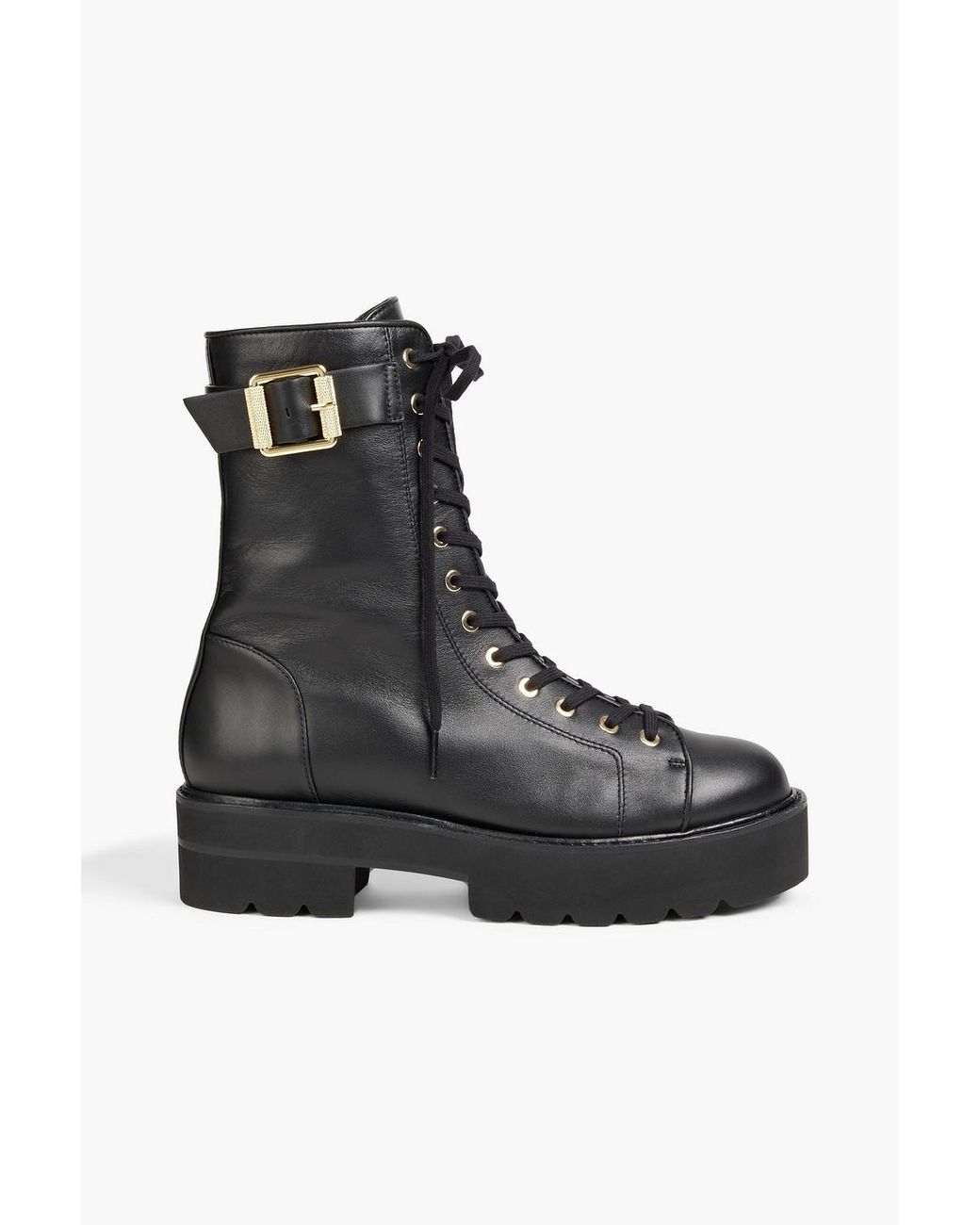 Stuart Weitzman Ryder Ultralift Leather Platform Combat Boots in Black ...