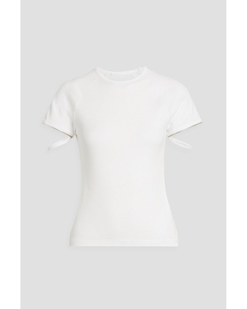 Helmut Lang Zip detailed Cutout Cotton jersey T shirt in White