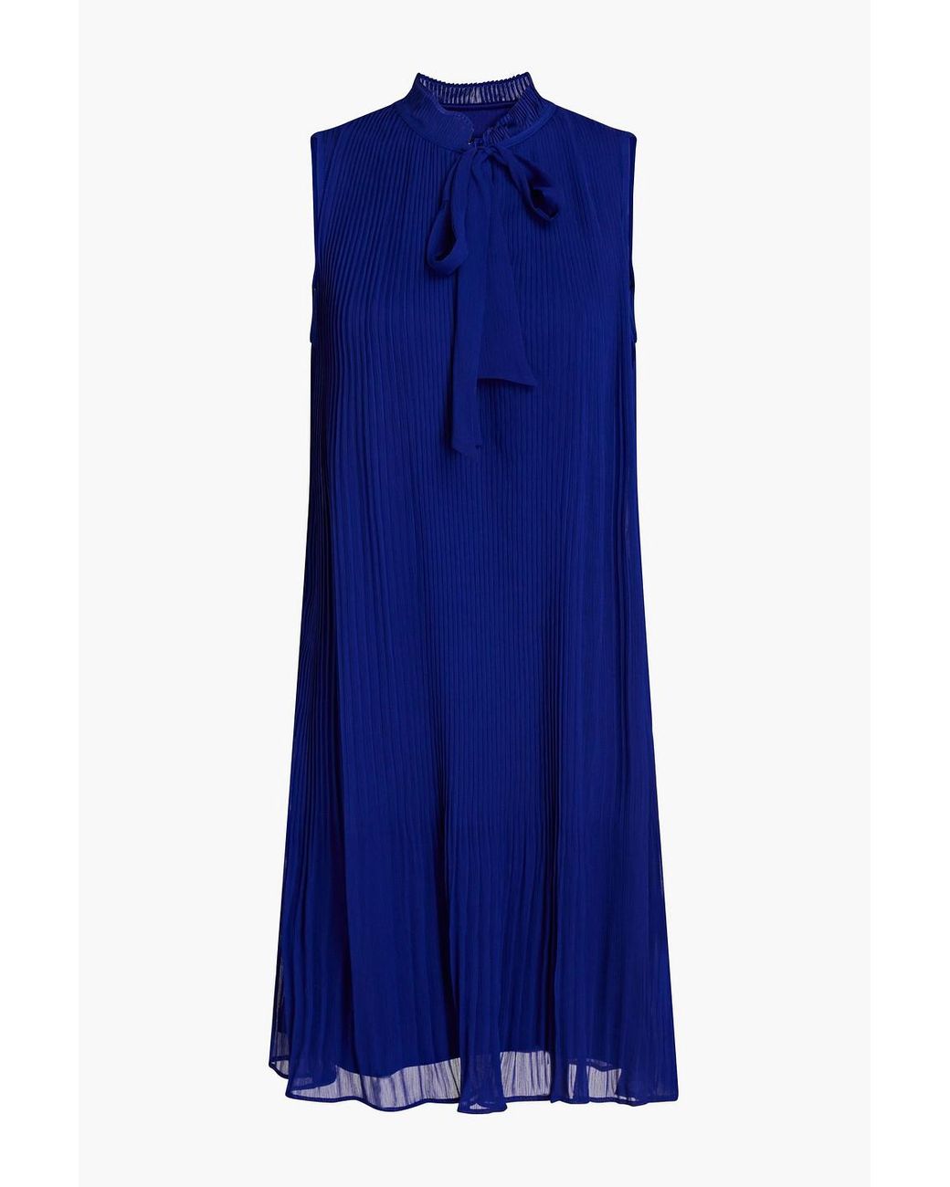 DKNY Synthetic Plissé-georgette Mini Dress in Blue | Lyst