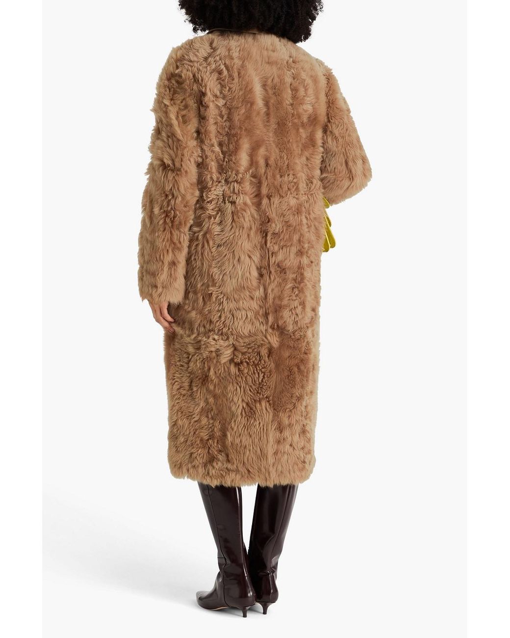 Totême  Brown Leather-Trimmed Shearling Coat