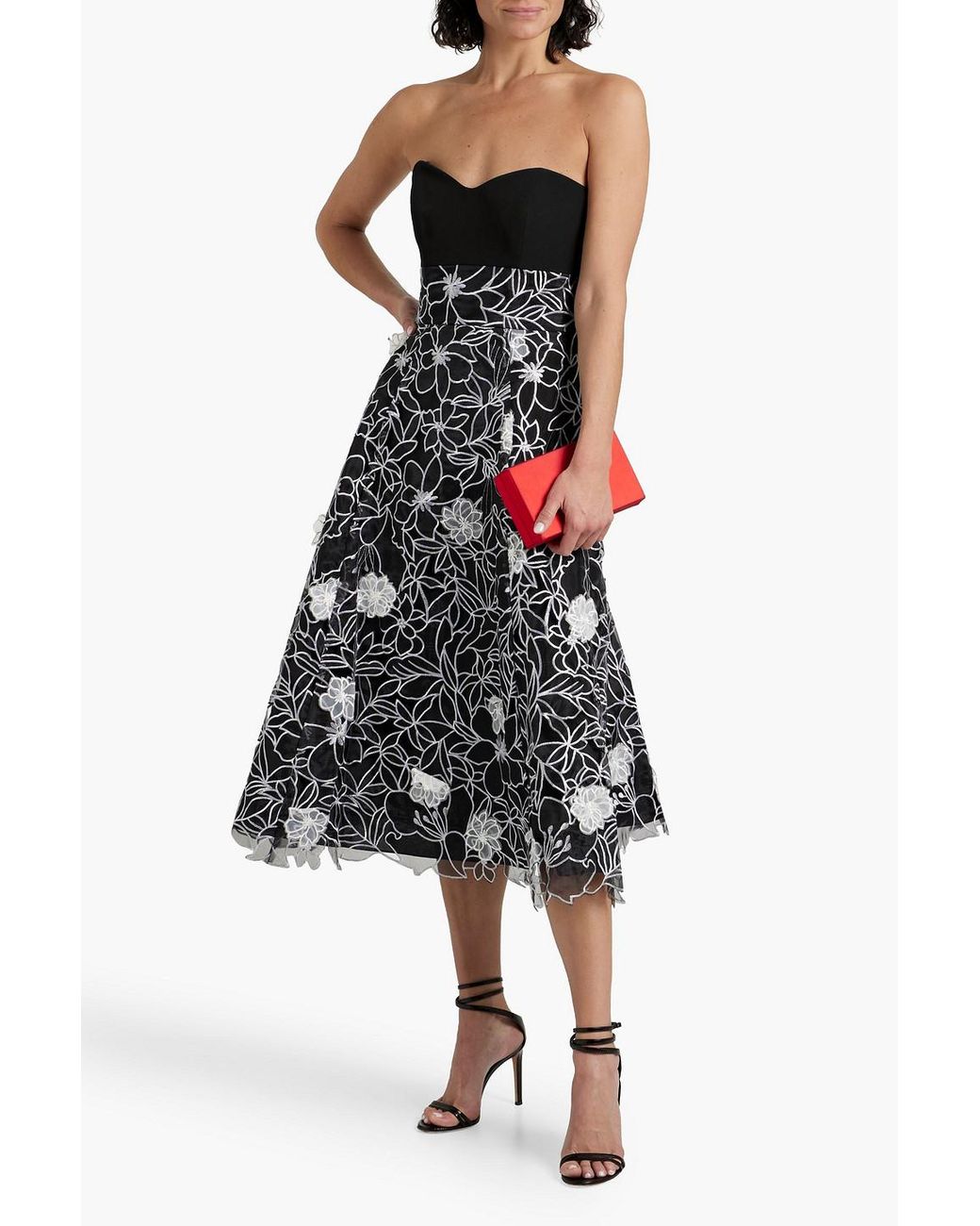 marchesa notte embroidered fringe dress Embroidered Fringe Midi Dress main image 1