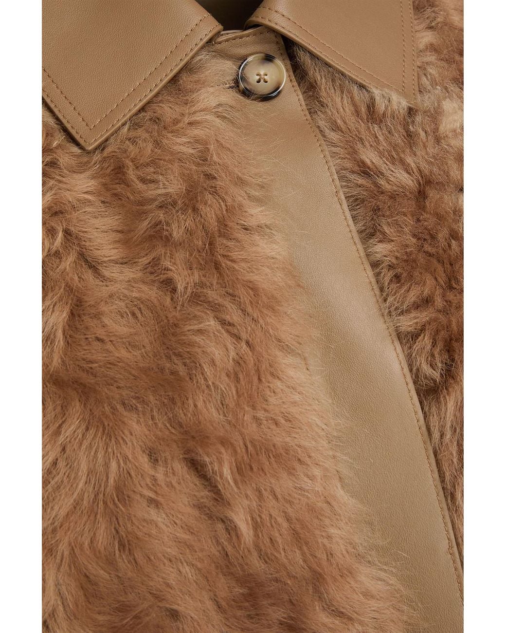 Totême  Brown Leather-Trimmed Shearling Coat