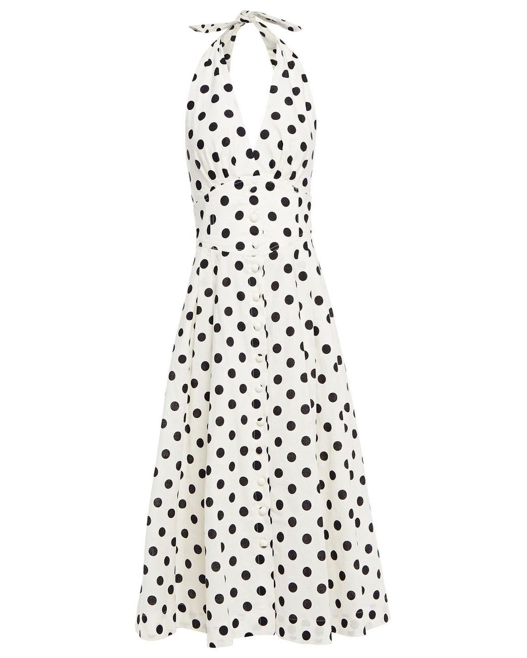 Zimmermann Bellitude Polkadot Linen And Cottonblend Halterneck Midi