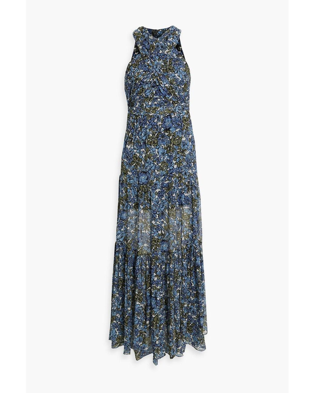Veronica Beard Florencia Floral-print Silk-crepon Maxi Dress in Blue | Lyst  Australia