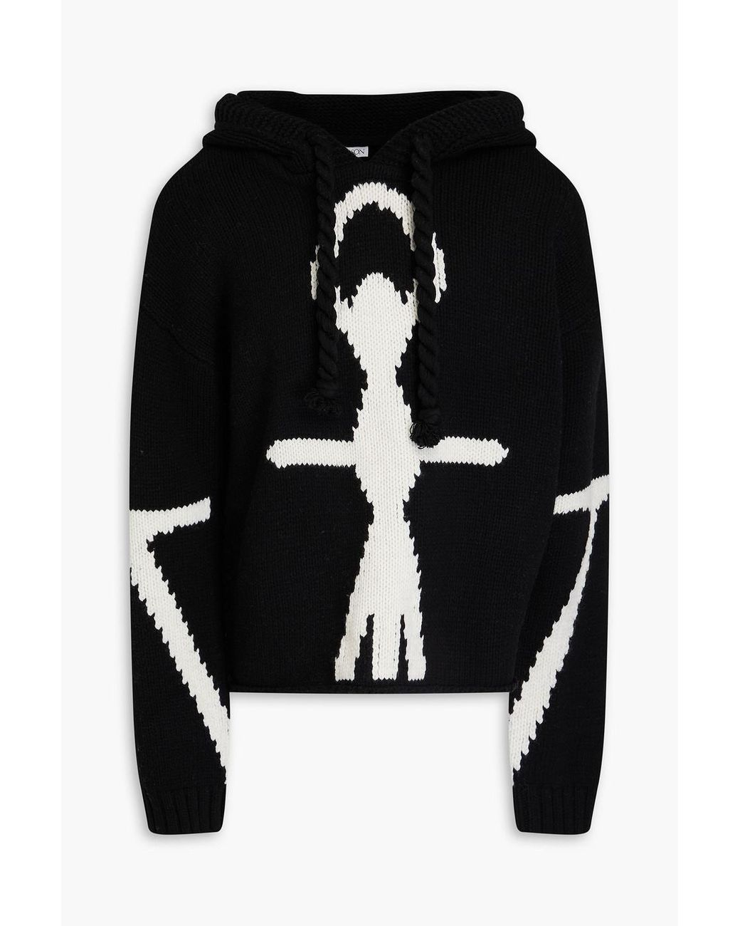 【J.W ANDERSON】intarsia-logo long-sleeve hoodie JW Anderson intarsia-logo long-sleeve Hoodie | White | FARFETCH