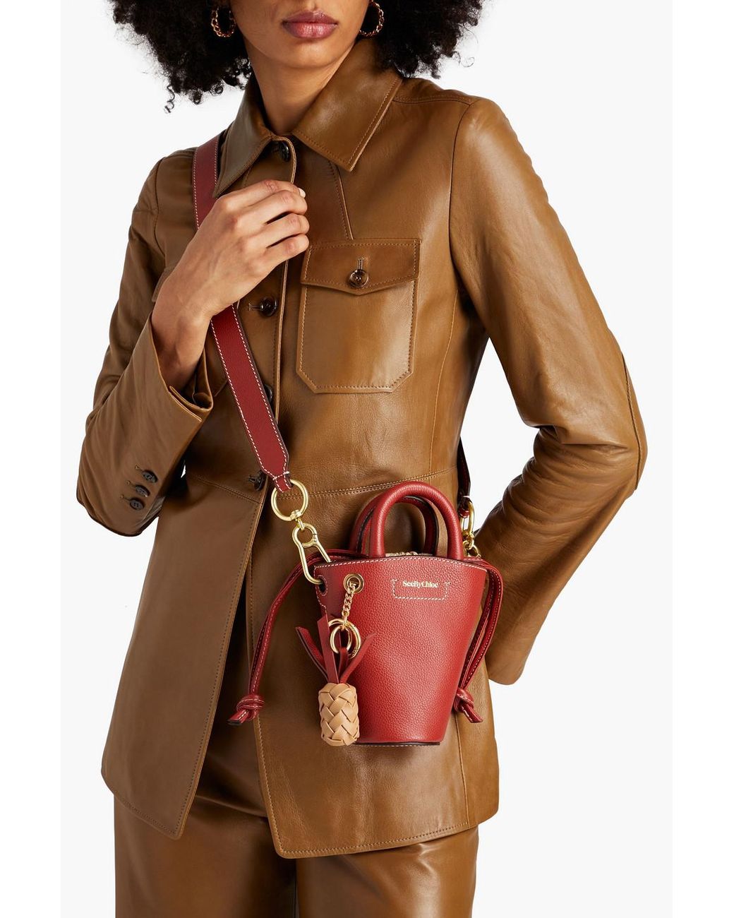 See By Chloé Cecilya Pebbled-leather Bucket Bag in Red | Lyst Canada
