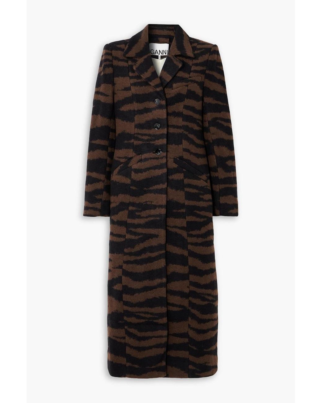 Ganni Zebra jacquard Coat in Black Lyst Australia