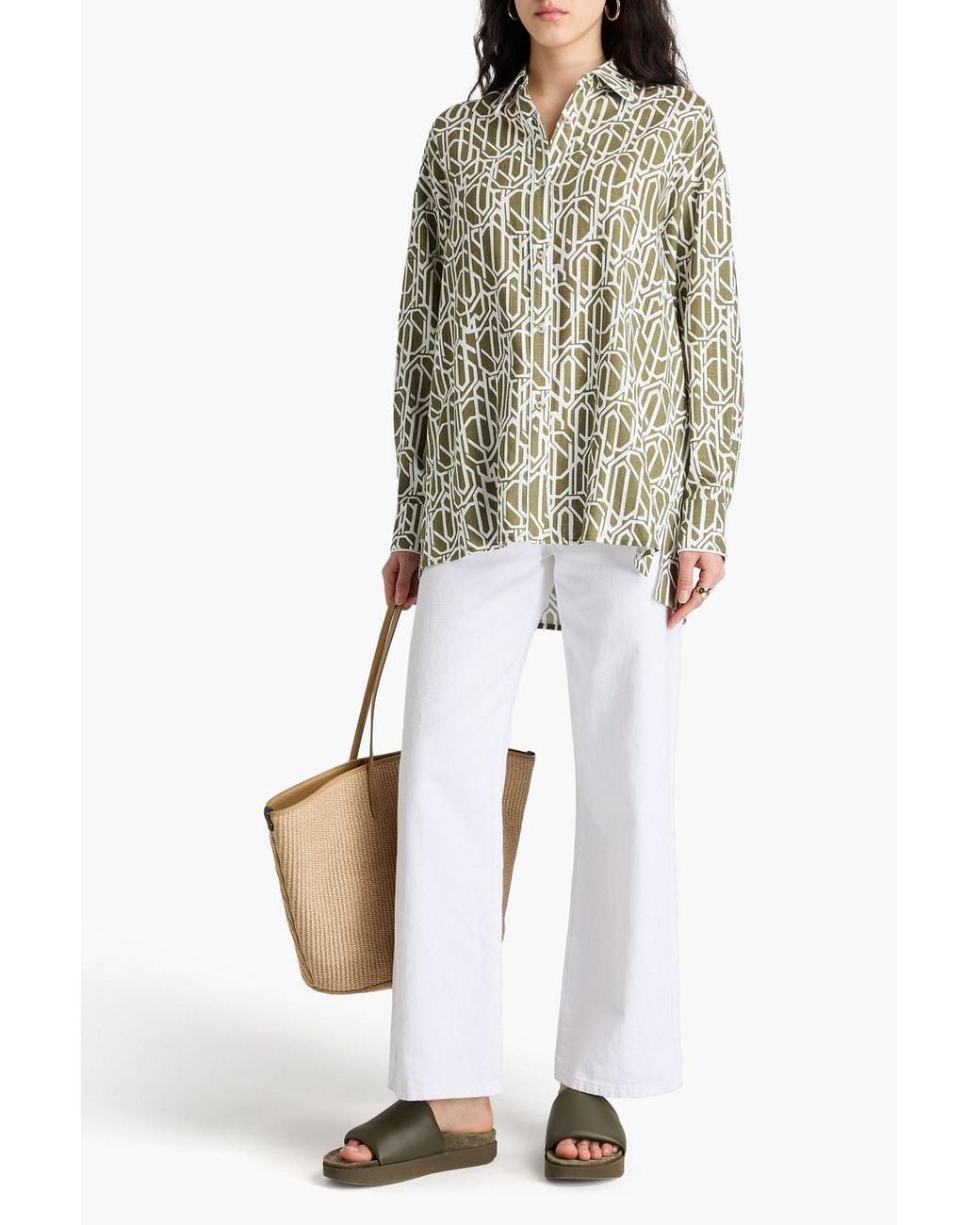 Diane von Furstenberg White Artemis Printed Woven Shirt