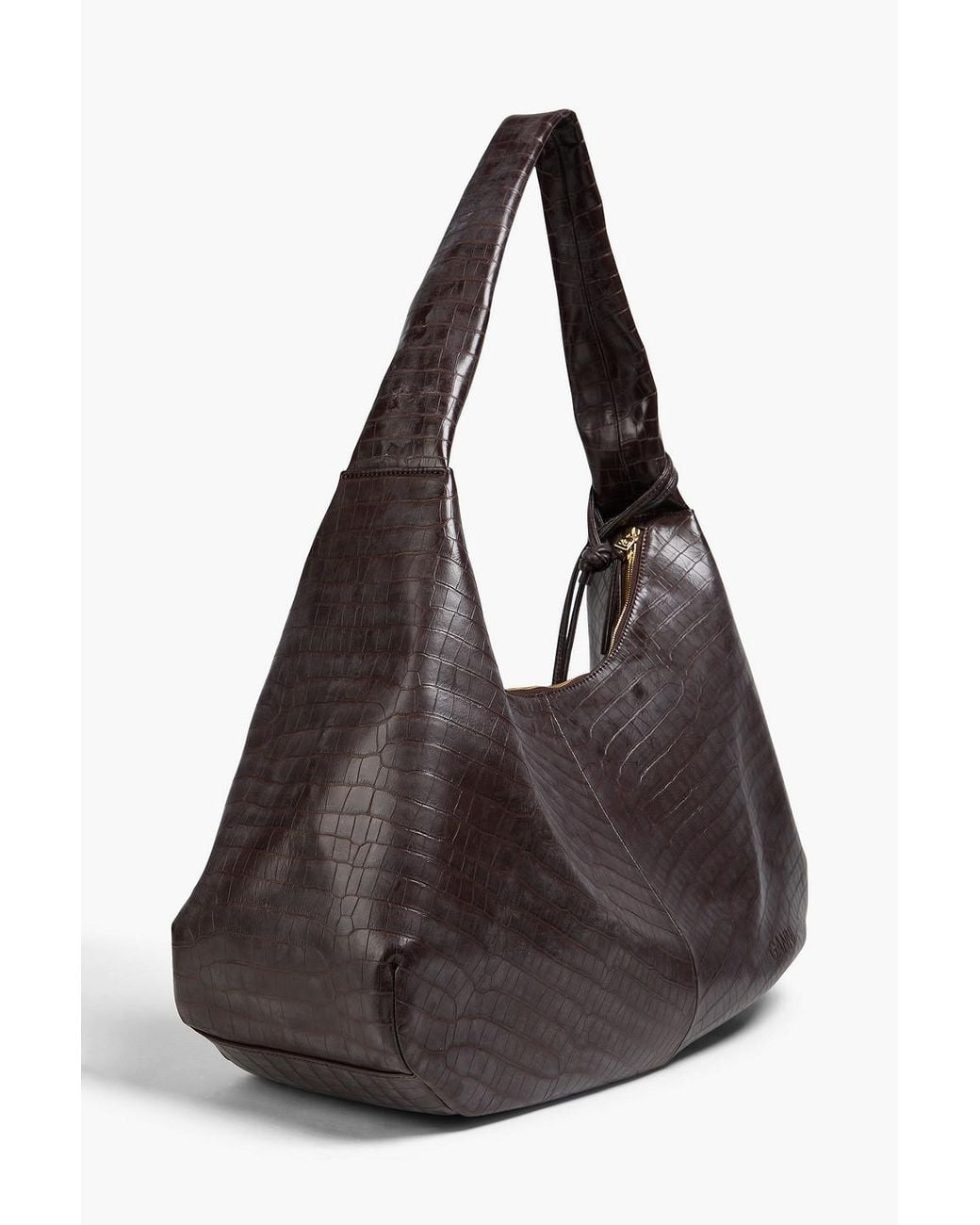 Ganni Black Croc-Effect Leather-Blend Shoulder Bag