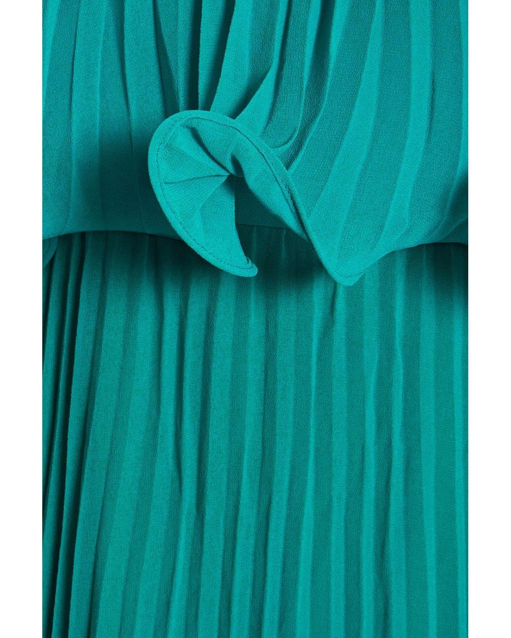 Badgley Mischka Strapless Ruffled Pleated Georgette Maxi Dress in Green |  Lyst