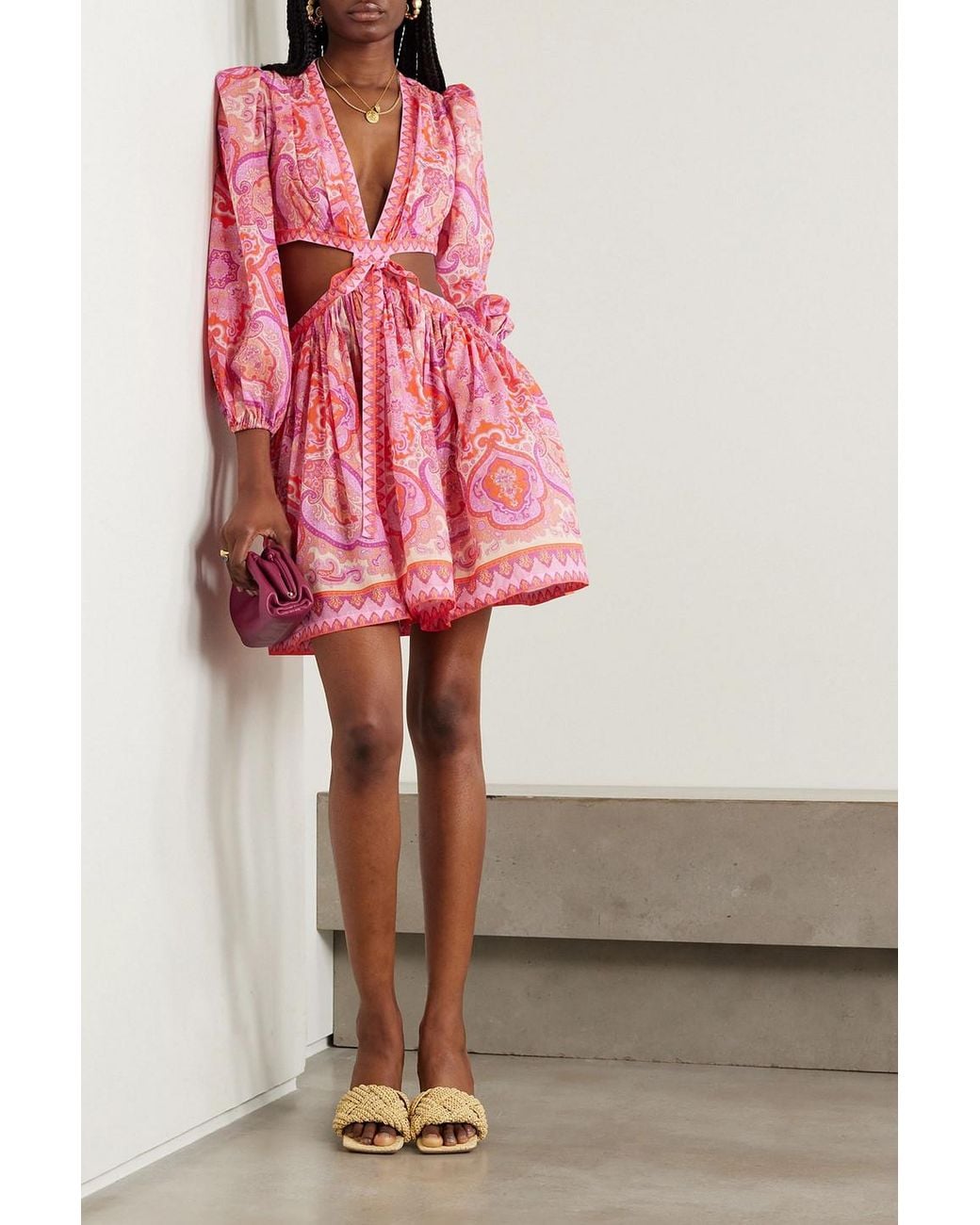 white christmas dresses Zimmermann Zinnia Bow Cut Out Short Dress (For Hire) – EKOLUV main image 0