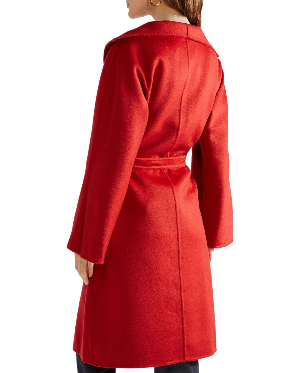 Max Mara Lilia Belted Brushed-cashmere Coat in Red | Lyst