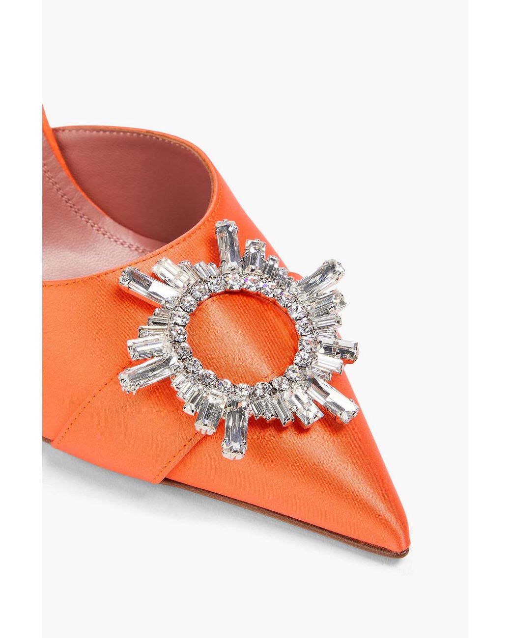 AMINA MUADDI Pink Begum Crystal-Embellished Satin Mules