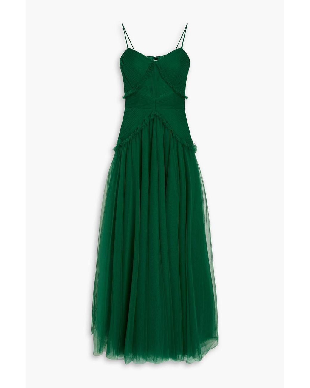 Zac Posen Pleated Tulle Gown in Green | Lyst