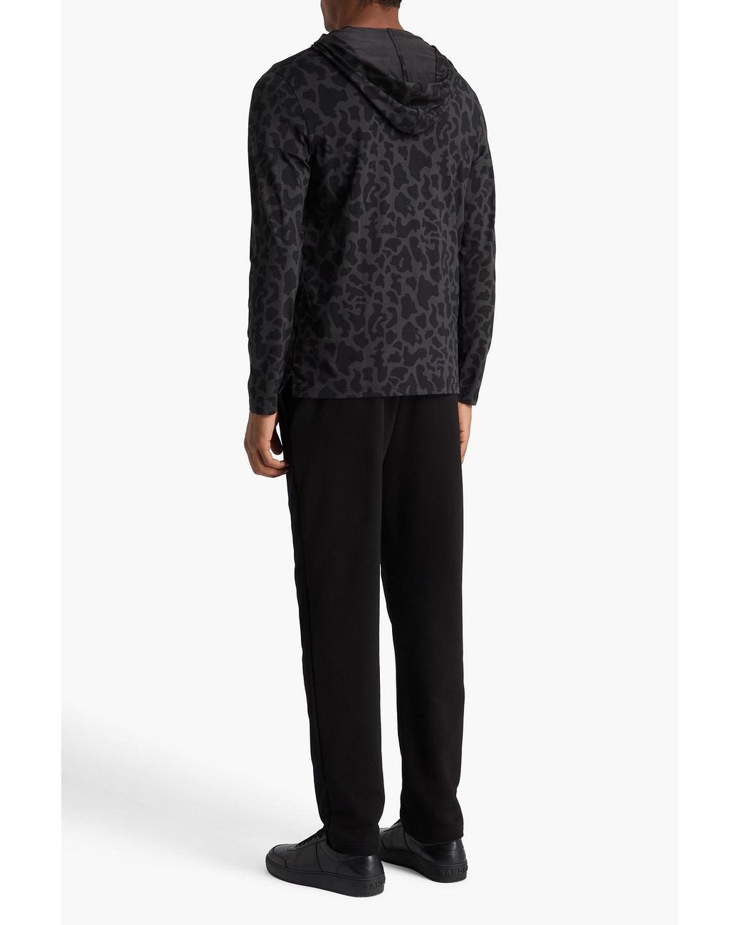 Derek Rose Leopard-print stretch-modal jersey hoodie in Black für Herren