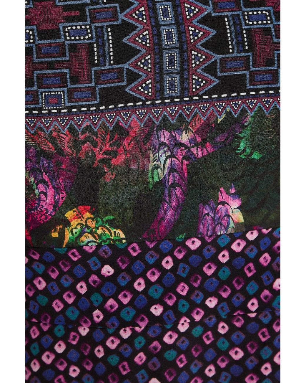 Saloni Purple Vera Pleated Printed Silk Crepe De Chine Midi Dress