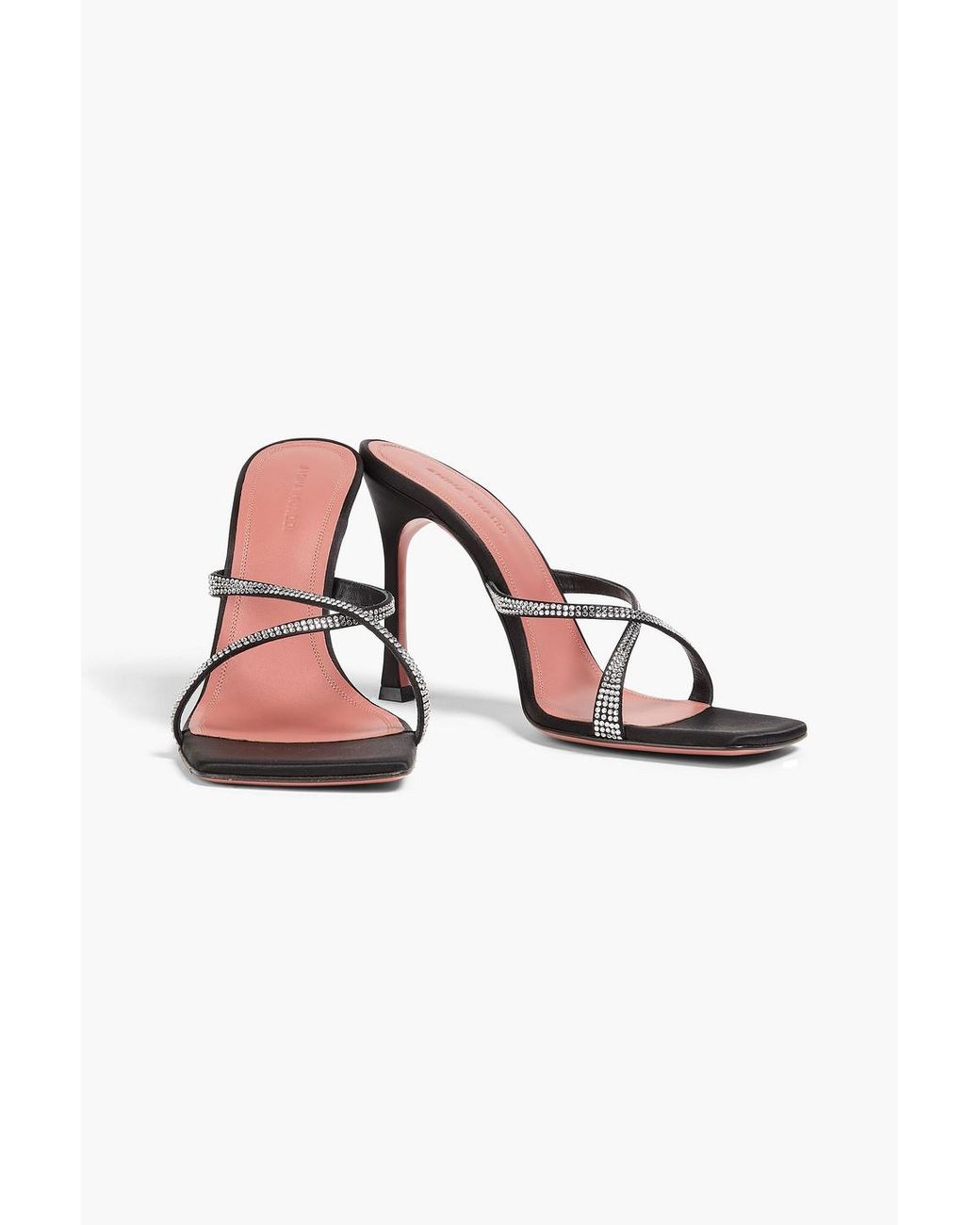 AMINA MUADDI Black Adriana Crystal-Embellished Satin Mules